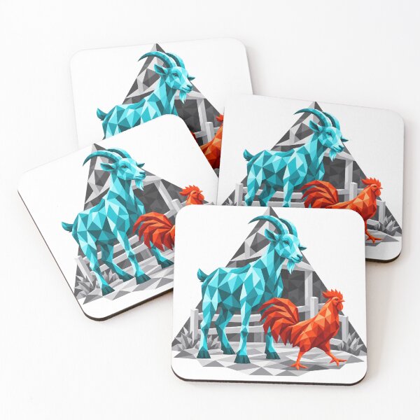 Item preview, Turquoise goat and crystalline rooster designed and sold by danart7.