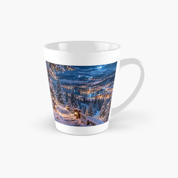 Item preview, Snowy Mountain Village Winter Wonderland Lake Landscape designed and sold by IRON SIREN.