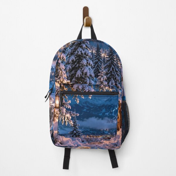 Item preview, Snowy Mountain Village Winter Wonderland Lake Landscape designed and sold by IRON SIREN.