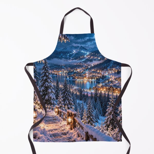 Item preview, Snowy Mountain Village Winter Wonderland Lake Landscape designed and sold by IRON SIREN.