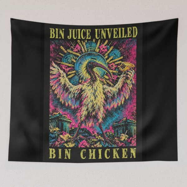 Item preview, Bin Chicken Australian White Ibis Trash Bird Psychedelic Neon Halo Funny Aussie Meme Art designed and sold by Yellowriversss.