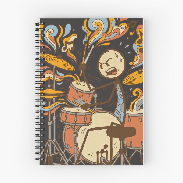 Item preview, Stickman Stressed Drummer Playing Groovy Retro Drums - Dark Colors Edition designed and sold by Shyla Marsare.