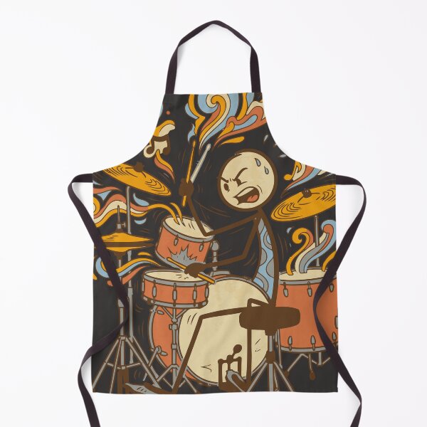 Item preview, Stickman Stressed Drummer Playing Groovy Retro Drums - Dark Colors Edition designed and sold by Shyla Marsare.