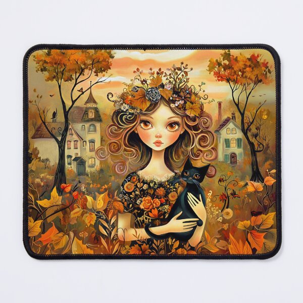 Item preview, GIRL WITH CAT IN AUTUMN designed and sold by Tammera.
