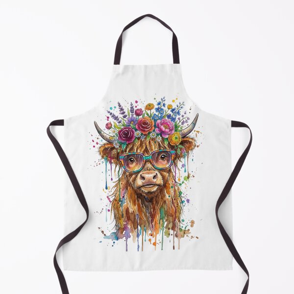 Item preview, Watercolor Highland Cow with Flowers Art designed and sold by RoyalDeluxGo.