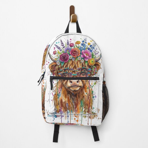 Item preview, Watercolor Highland Cow with Flowers Art designed and sold by RoyalDeluxGo.