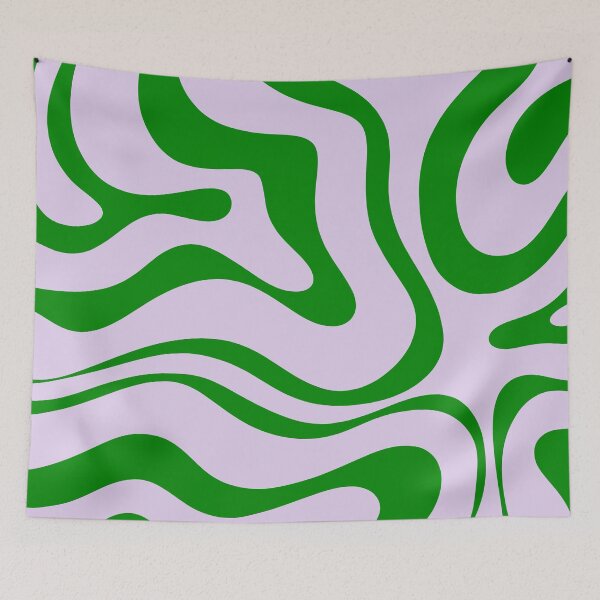 Item preview, Retro Modern Abstract Liquid Swirl in Light Lavender and Bright Green designed and sold by kierkegaard.