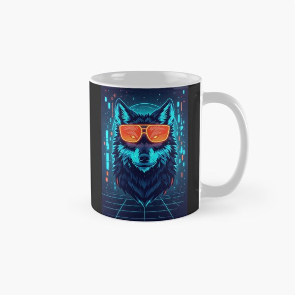 Item preview, Illustration of a Cyberpunk Wolf with a Grid Background designed and sold by Cyber Gold Studio.