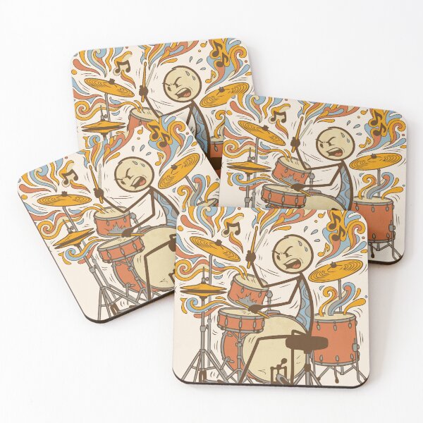 Item preview, Stickman drummer euphoric retro groovy style - Light Colors Edition designed and sold by Shyla Marsare.
