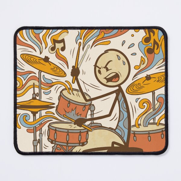 Item preview, Stickman drummer euphoric retro groovy style - Light Colors Edition designed and sold by Shyla Marsare.