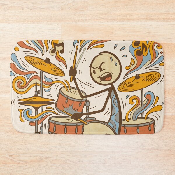 Item preview, Stickman drummer euphoric retro groovy style - Light Colors Edition designed and sold by Shyla Marsare.