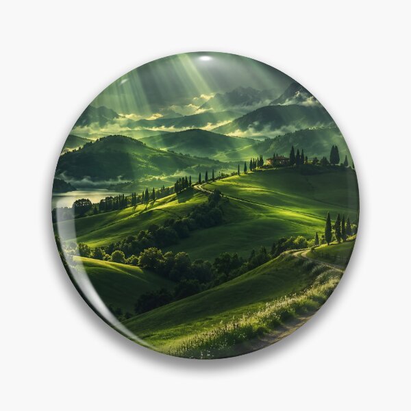 Item preview, Dramatic Green Mountain Landscape Sun Rays Winding Country Road designed and sold by IRON SIREN.