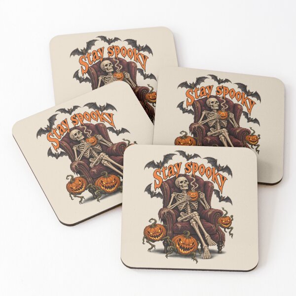 Item preview, Stay Spooky Skeleton Relaxing with Pumpkin Mug designed and sold by MythicCotton.