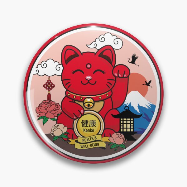 Item preview, Maneki Neko rojo con los ojos cerrados – Salud designed and sold by Vector Woofs.