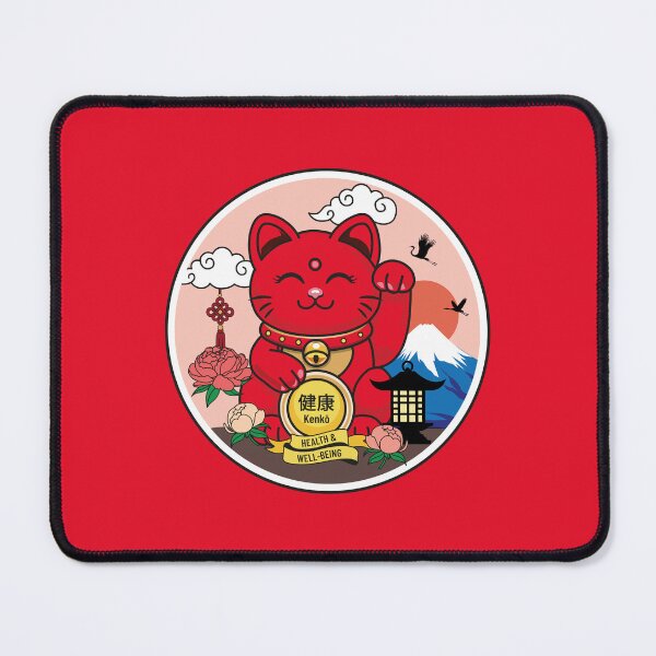 Item preview, Red Maneki Neko with Closed Eyes – Health designed and sold by Vector Woofs.