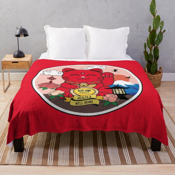 Item preview, Red Maneki Neko with Closed Eyes – Health designed and sold by Vector Woofs.