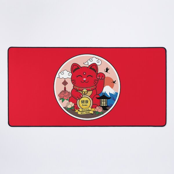 Item preview, Red Maneki Neko with Closed Eyes – Health designed and sold by Vector Woofs.