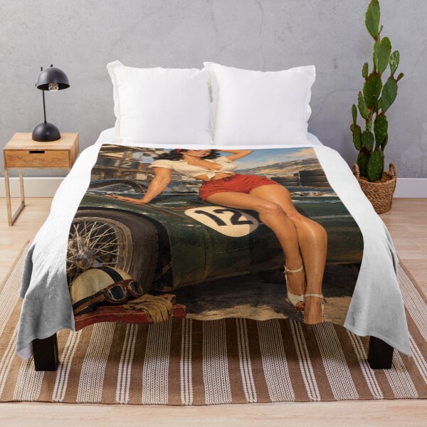Item preview, Retro Rockabilly Woman with Classic Number 12 Racing Car designed and sold by AgdBol.