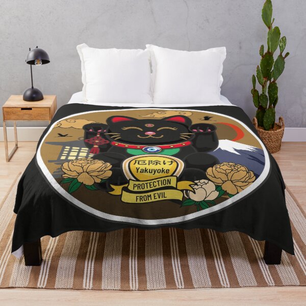 Item preview, Black Maneki Neko with Open Eyes – Protection designed and sold by Vector Woofs.