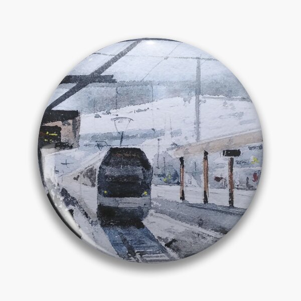 Item preview, Train from Montreux Original Watercolor designed and sold by SlavaArt.