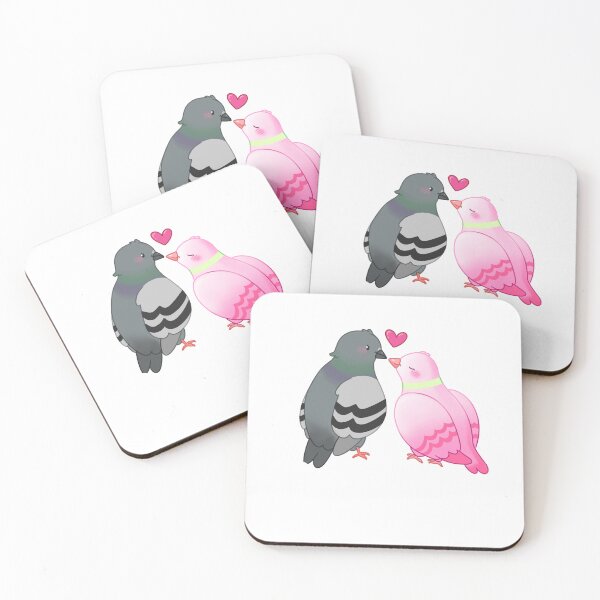 Item preview, Pink and Grey Pigeons in Love designed and sold by casserolestan.