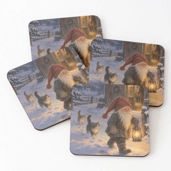 Item preview, Christmas Gnome with Cats Winter Cozy Scene designed and sold by Meandmyshop.