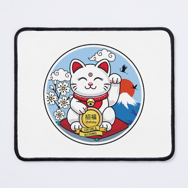 Item preview, White Maneki Neko with Closed Eyes – Fortune designed and sold by Vector Woofs.