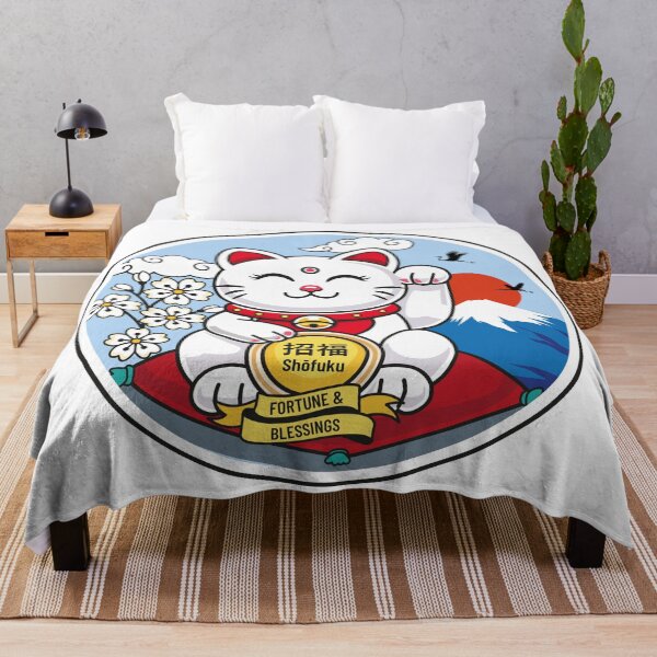 Item preview, White Maneki Neko with Closed Eyes – Fortune designed and sold by Vector Woofs.