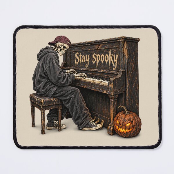 Item preview, Stay Spooky Grunge Skeleton Playing Piano designed and sold by MythicCotton.