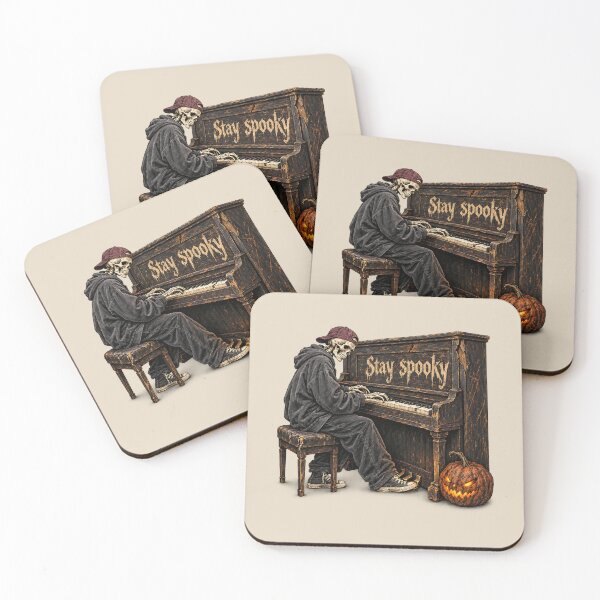 Item preview, Stay Spooky Grunge Skeleton Playing Piano designed and sold by MythicCotton.