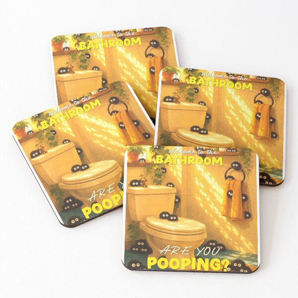 Item preview, Are You Pooping Funny Anime Soot Sprites in Bathroom designed and sold by FaizArtShop.