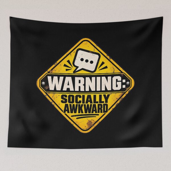 Item preview, Warning Socially Awkward Funny Introvert Humor Retro Sign designed and sold by Photo-Sphere101.