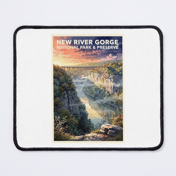 Item preview, New River Gorge National Park & Preserve West Virginia Vintage Watercolor Travel designed and sold by Teelogic.