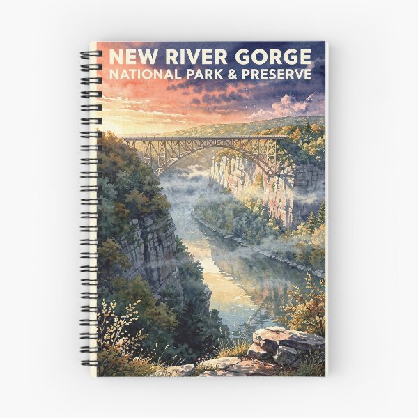 Item preview, New River Gorge National Park & Preserve West Virginia Vintage Watercolor Travel designed and sold by Teelogic.