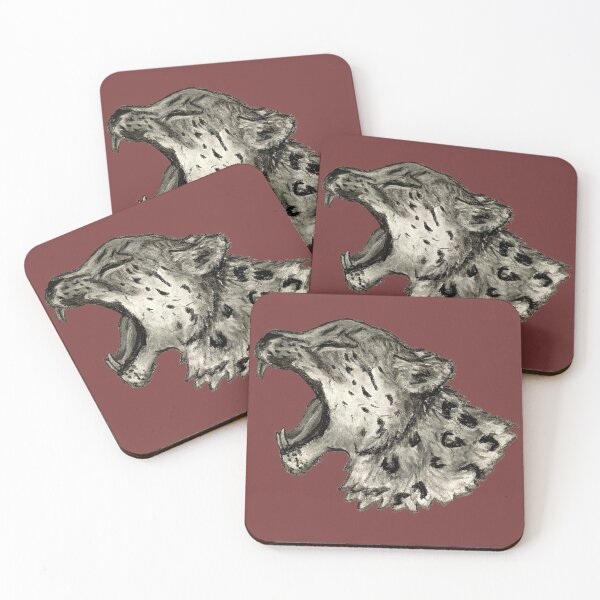 Item preview, Snow Leopard Charcoal Drawing, Warm Gray designed and sold by LooseLeafEarlGray.