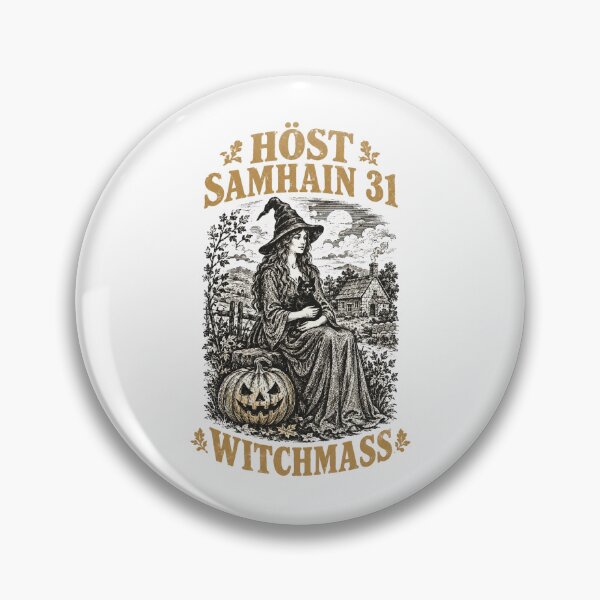 Artikelvorschau, Samhain-Hexe mit schwarzer Katze, Hüttenhexe, Vintage-Halloween-Holzschnitt, Kürbis, Herbsterntekunst entworfen und verkauft von Yellowriversss.