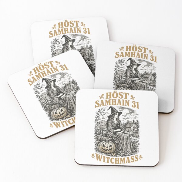 Item preview, Samhain Witch with Black Cat Cottage Witch Vintage Halloween Woodcut Pumpkin Autumn Harvest Art designed and sold by Yellowriversss.