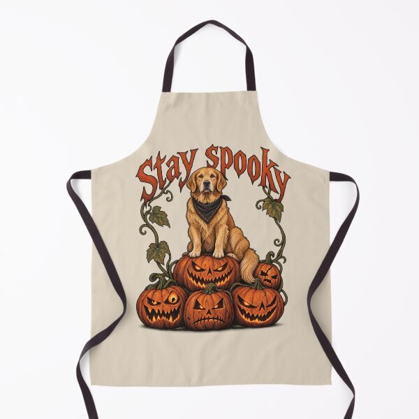 Item preview, Stay Spooky Golden Retriever on Creepy Pumpkins designed and sold by MythicCotton.
