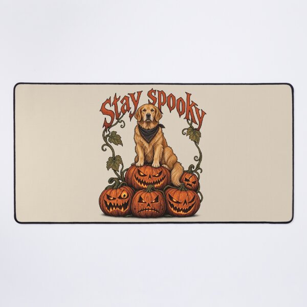 Item preview, Stay Spooky Golden Retriever on Creepy Pumpkins designed and sold by MythicCotton.