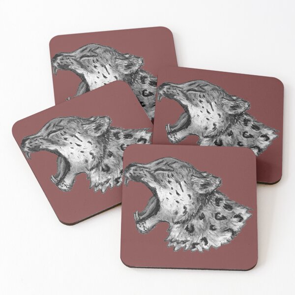 Item preview, Snow Leopard Charcoal Drawing, Cool Gray designed and sold by LooseLeafEarlGray.