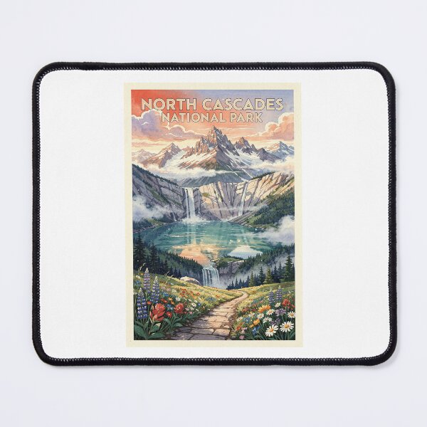 Item preview, North Cascades National Park Washington Vintage Watercolor Travel designed and sold by Teelogic.
