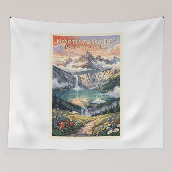 Item preview, North Cascades National Park Washington Vintage Watercolor Travel designed and sold by Teelogic.