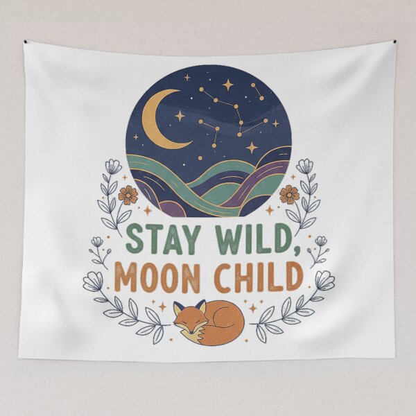 Item preview, Stay Wild Moon Child Boho Celestial Fox Night Sky Design designed and sold by cannsuh.