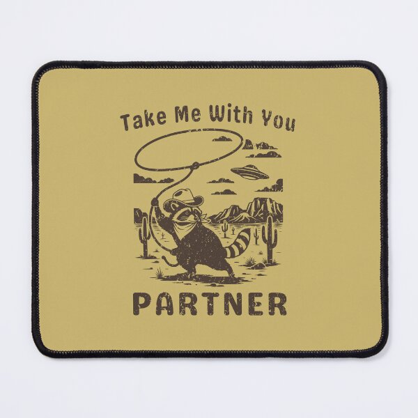 Item preview, Take me with you partner - space cowboy raccoon linocut designed and sold by 8--ball.