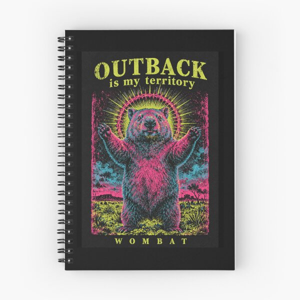 Item preview, Neon Wombat Australian Outback Psychedelic Halo Funny Wombat Aussie Wildlife Risograph designed and sold by Yellowriversss.