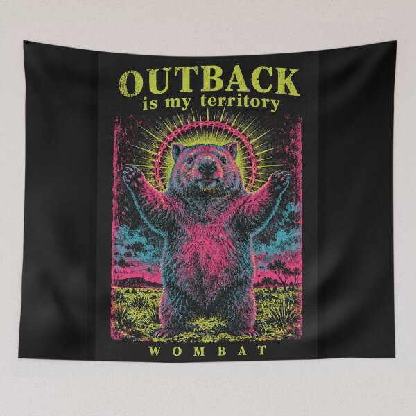 Item preview, Neon Wombat Australian Outback Psychedelic Halo Funny Wombat Aussie Wildlife Risograph designed and sold by Yellowriversss.