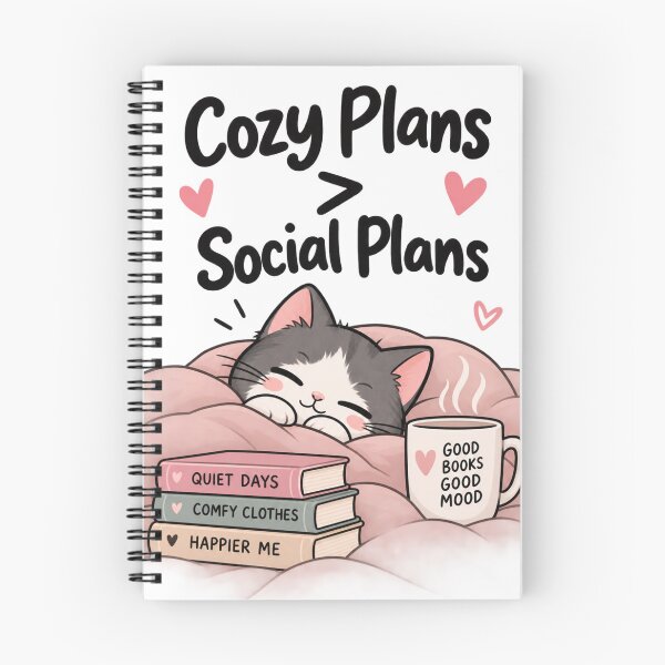 Item preview, Cozy Plans > Social Plans – Cute Introvert Cat designed and sold by 1234saad.