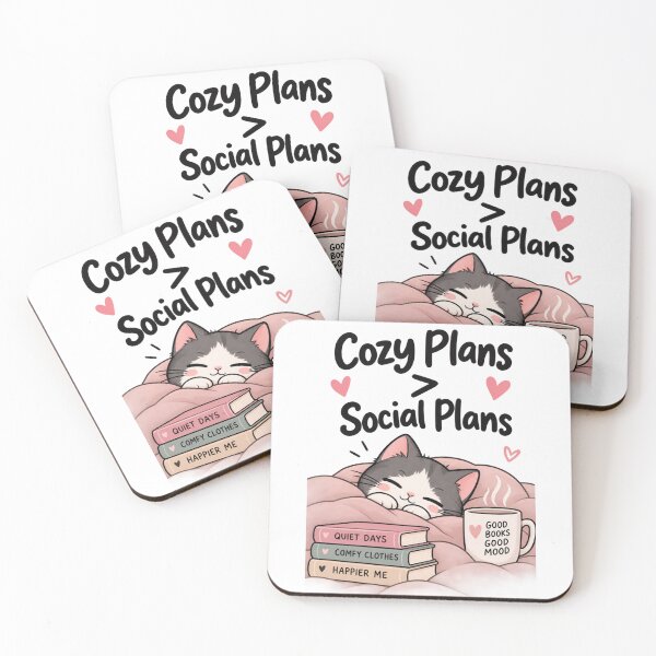 Item preview, Cozy Plans > Social Plans – Cute Introvert Cat designed and sold by 1234saad.