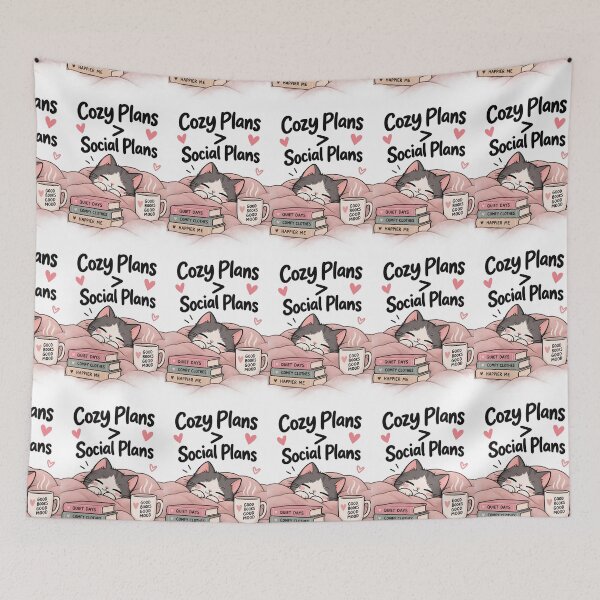 Item preview, Cozy Plans > Social Plans – Cute Introvert Cat designed and sold by 1234saad.