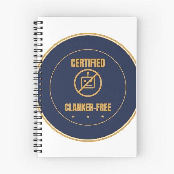 Item preview, Certified Clanker-Free Funny AI Badge Shirt Dark designed and sold by BerkleyCo.